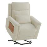 CHITA Power Lift Recliner Chair for Elderly with Heat and Massage, Electric Lift Chairs with Foldable Tray Table, Cupholder, Removable Lumbar Pillow, 2 Side Pockets, Fabric in Cream
