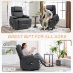 Power Lift Recliner Chair for Elderly, Electric Stand Assist Reclining Chair with Massage and Heat Function, Leather Living Room Furniture, Comfy Single Sofa with Cup Holders, Side Pockets, Black