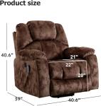 CANMOV Large Power Lift Recliner with Massage and Heat for Elderly, Heavy Duty Lift Recliner for Seniors with USB Port, 2 Hidden Cup Holders (Camel Brown)