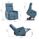 EZZUP Power Lift Recliner Chair with Vibration Massage and Heat for Petite Elderly, Small Lift Chair with Side Pocket Remote Control, Infinite Position, Polyester Fabric Blue
