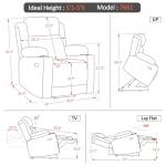 MCombo Medium Triple Motor Power Lift Recliner Chair with Massage and Heat for Elderly People, Adjustable Headrest, Infinite Position, USB Ports, Fabric 7661 (Grey, Medium)