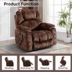 CANMOV Large Power Lift Recliner with Massage and Heat for Elderly, Heavy Duty Lift Recliner for Seniors with USB Port, 2 Hidden Cup Holders (Camel Brown)