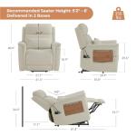 CHITA Power Lift Recliner Chair for Elderly with Heat and Massage, Electric Lift Chairs with Foldable Tray Table, Cupholder, Removable Lumbar Pillow, 2 Side Pockets, Fabric in Cream