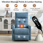 EZZUP Power Lift Recliner Chair with Vibration Massage and Heat for Petite Elderly, Small Lift Chair with Side Pocket Remote Control, Infinite Position, Polyester Fabric Blue