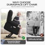 DURASPACE Power Lift Recliner Chair, Lift Chairs with Massage and Heat for Elderly, Electric Recliners with Side Pocket and USB Charge Port (Dark Gray)