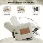CHITA Power Lift Recliner Chair for Elderly with Heat and Massage, Electric Lift Chairs with Foldable Tray Table, Cupholder, Removable Lumbar Pillow, 2 Side Pockets, Fabric in Cream
