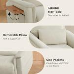 CHITA Power Lift Recliner Chair for Elderly with Heat and Massage, Electric Lift Chairs with Foldable Tray Table, Cupholder, Removable Lumbar Pillow, 2 Side Pockets, Fabric in Cream