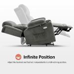 MCombo Medium Triple Motor Power Lift Recliner Chair with Massage and Heat for Elderly People, Adjustable Headrest, Infinite Position, USB Ports, Fabric 7661 (Grey, Medium)