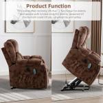 CANMOV Large Power Lift Recliner with Massage and Heat for Elderly, Heavy Duty Lift Recliner for Seniors with USB Port, 2 Hidden Cup Holders (Camel Brown)