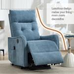 EZZUP Power Lift Recliner Chair with Vibration Massage and Heat for Petite Elderly, Small Lift Chair with Side Pocket Remote Control, Infinite Position, Polyester Fabric Blue