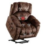CANMOV Large Power Lift Recliner with Massage and Heat for Elderly, Heavy Duty Lift Recliner for Seniors with USB Port, 2 Hidden Cup Holders (Camel Brown)
