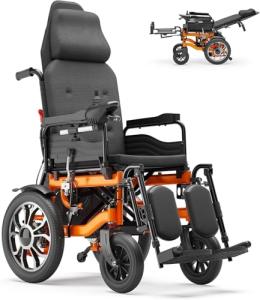 Electric Wheelchairs for Adults, Reclining Electric Wheelchair, 90°-160° Adjustable Backrest, 16" Alloy Wheels, Mobility Scooter with Detachable Footrest, USB Charging, 5-Speed & LED Light