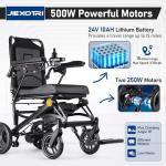 Electric Wheelchairs for Adults Foldable Lightweight Only 33lbs, 500W Dual Motors Motorized Wheelchairs for Seniors Support 250 lbs, All Terrain Travel Powered Wheel Chairs, Black