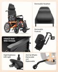 Electric Wheelchairs for Adults, Reclining Electric Wheelchair, 90°-160° Adjustable Backrest, 16" Alloy Wheels, Mobility Scooter with Detachable Footrest, USB Charging, 5-Speed & LED Light