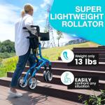 Super Lightweight Rollator Walker for Seniors, Blue
