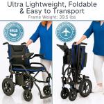 Vive Lightweight Electric Wheelchair for Adults - Foldable Power Wheel Chair - Collapsible, Folding, Ultralight, Motorized, Light Weight Travel Senior Carbon Fiber Mobility Aid - Weighs 39 lbs