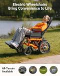 Reclining Electric Wheelchair for Adults, Adjustable 90°-160° Backrest, 16" Alloy Wheels, 5-Speed Mobility Scooter with USB Charging & LED Light, Detachable Footrest