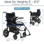 Vive Lightweight Electric Wheelchair for Adults - Foldable Power Wheel Chair - Collapsible, Folding, Ultralight, Motorized, Light Weight Travel Senior Carbon Fiber Mobility Aid - Weighs 39 lbs