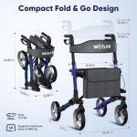 WOTURE Adjustable Foldable Rollator Walker for Seniors