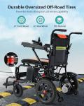 Goldseason 19" Wider Electric Wheelchairs for Adults - 15 Miles Range, 330 lb Foldable Lightweight Motorized Wheelchair with Large Tire, All-Terrain Power Wheelchair for Home/Outting/Travel(Orange)