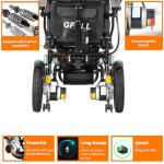 Reclining Electric Wheelchair, 30Miles w/Bag Electric Wheelchairs for Adults, 17.7in Aluminum Lightweight Foldable All Terrain Motorized Wheelchair for Senior, Portable Folding Power Wheelchairs