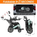 Reclining Electric Wheelchair, 30Miles w/Bag Electric Wheelchairs for Adults, 17.7in Aluminum Lightweight Foldable All Terrain Motorized Wheelchair for Senior, Portable Folding Power Wheelchairs