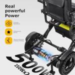 Adult Electric Wheelchair Lightweight Foldable Transport Chair Ultra Lightweight Folding (Only 48 lbs) 20+ Km Travel Distance (Black) for Limited Mobility