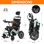 Reclining Electric Wheelchair, 30Miles w/Bag Electric Wheelchairs for Adults, 17.7in Aluminum Lightweight Foldable All Terrain Motorized Wheelchair for Senior, Portable Folding Power Wheelchairs