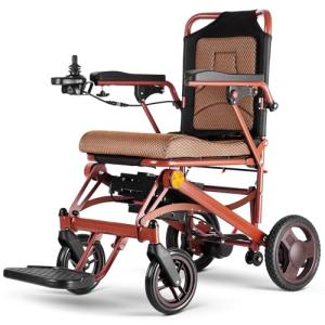 Electric Wheelchairs for Adults Foldable Lightweight at Only 33lbs, 500W Dual Motors Motorized Wheelchairs for Seniors, All Terrain Travel Powered Wheel Chairs, Support 250 lbs, Brown