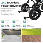 Electric Wheelchair for Adults Lightweight Foldable Electric Wheelchair for Seniors Motorized Wheelchair Power Wheelchairs for Adults 47lb (Black)