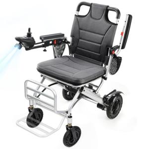 33lb Ultra Lightweight Electric Wheelchairs for Adults - 15 Mile Range & 360W Dual Motor, 330lb Capacity, 2s Instant Foldable Motorized Wheelchair with Removable Battery, Airplane Approved(Grey)