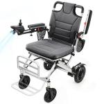 33lb Ultra Lightweight Electric Wheelchairs for Adults - 15 Mile Range & 360W Dual Motor, 330lb Capacity, 2s Instant Foldable Motorized Wheelchair with Removable Battery, Airplane Approved(Grey)