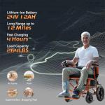 Lightweight Electric Wheelchairs for Adults,Motorized Wheelchair Power Portable Wheelchair,500W Motor Airline Approved Sunshine Orange