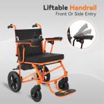 Lightweight Electric Wheelchairs for Adults,Motorized Wheelchair Power Portable Wheelchair,500W Motor Airline Approved Sunshine Orange