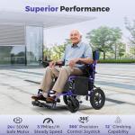 YF001 Zygenair Durable Electric Wheelchairs for Adults, 500W Dual Motors Lightweight Foldable Wheelchair, 15 Miles Long Range, Off-Road Tires, Airline Approved (Purple)