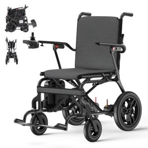 Lightweight Carbon Fiber Electric Wheelchairs for Adults, Only 31.5lbs, Extra-Wide Seat, Portable Power Wheelchair 400W Dual Motor, Long Range All Terrain Portable Airline Approved (Black)