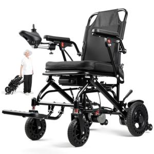 Electric Wheelchair for Adults Seniors Only 33 lbs Lightweight Foldable 12 Miles Range 250WH Battery Airline Approved 250W Dual Motors All Power Wheelchair Black