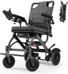 Electric Wheelchair for Adults Seniors, Ultra Lightweight Motorized Wheelchair Only 33lbs, Dual Motors Foldable Compact Wheelchairs, Power Wheelchair for All Terrain Travel Size(220 Pounds Capacity)