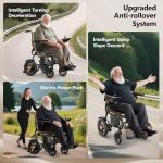 Electric Wheelchair for Adults, Foldable Portable All Terrain 70 lbs Motorized Wheelchair for Seniors, 15+ Miles Long Travel Range, 12AH Lead-Acid Battery, Premium Iron Frame, 11-inch Airless Tires