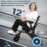 Electric Wheelchair for Adults Seniors Only 33 lbs Lightweight Foldable 12 Miles Range 250WH Battery Airline Approved 250W Dual Motors All Power Wheelchair Black