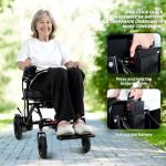 Electric Wheelchair for Adults Seniors Only 33 lbs Lightweight Foldable 12 Miles Range 250WH Battery Airline Approved 250W Dual Motors All Power Wheelchair Black