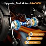 Electric Wheelchair for Adults, Foldable Portable All Terrain 70 lbs Motorized Wheelchair for Seniors, 15+ Miles Long Travel Range, 12AH Lead-Acid Battery, Premium Iron Frame, 11-inch Airless Tires