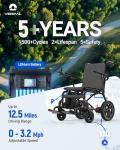 Lightweight Carbon Fiber Electric Wheelchairs for Adults, Only 31.5lbs, Extra-Wide Seat, Portable Power Wheelchair 400W Dual Motor, Long Range All Terrain Portable Airline Approved (Black)