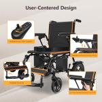 Electric Wheelchair for Adults, Foldable Portable All Terrain 70 lbs Motorized Wheelchair for Seniors, 15+ Miles Long Travel Range, 12AH Lead-Acid Battery, Premium Iron Frame, 11-inch Airless Tires
