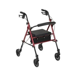 Drive Medical Adjustable Red Rollator Walker with Seat