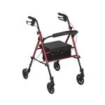 Drive Medical Adjustable Red Rollator Walker with Seat