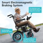 Foldable Electric Wheelchair for Adults, 500W High Power Electric Wheelchair, 350LBS Capacity & Ultimate Safety Design, All-Terrain Pneumatic Tires (Blue)