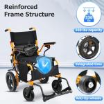 YF001 Zygenair Durable Electric Wheelchairs for Adults, Lightweight Foldable Power Wheelchair with 500W Motors, 13Ah Battery, 15 Miles Range, All-Terrain（Orange）