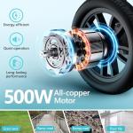 Foldable Electric Wheelchair for Adults, 500W High Power Electric Wheelchair, 350LBS Capacity & Ultimate Safety Design, All-Terrain Pneumatic Tires (Blue)