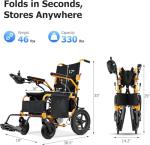 YF001 Zygenair Durable Electric Wheelchairs for Adults, Lightweight Foldable Power Wheelchair with 500W Motors, 13Ah Battery, 15 Miles Range, All-Terrain（Orange）